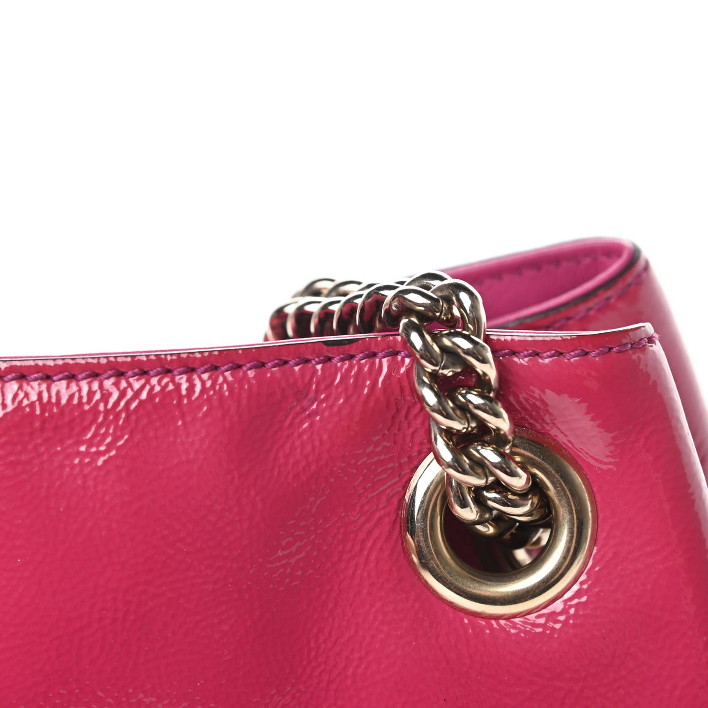 Vernice Naplack Medium Soho Chain Shoulder Bag Bright Bouganville