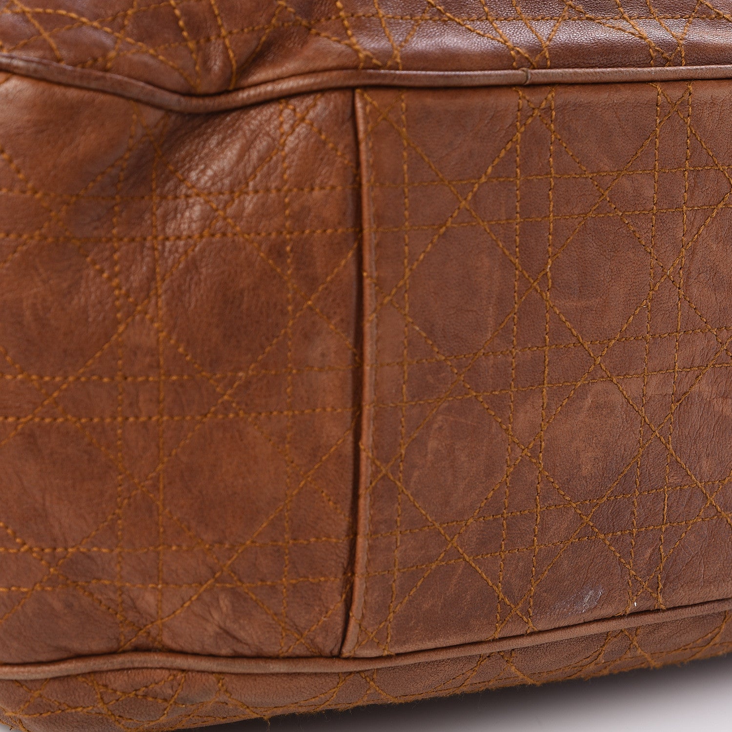 Christian Dior Lambskin Cannage Drawstring Bag Brown 14 of 16