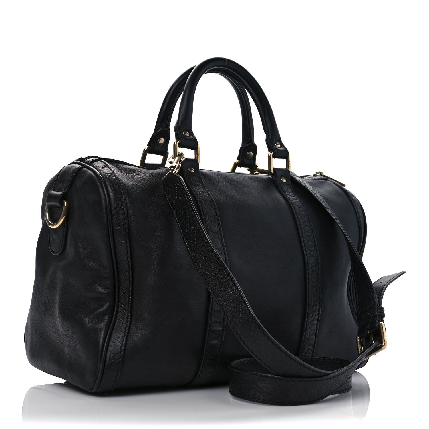 Gucci Calfskin Microguccissima Trim Medium Boston Black 3 of 14