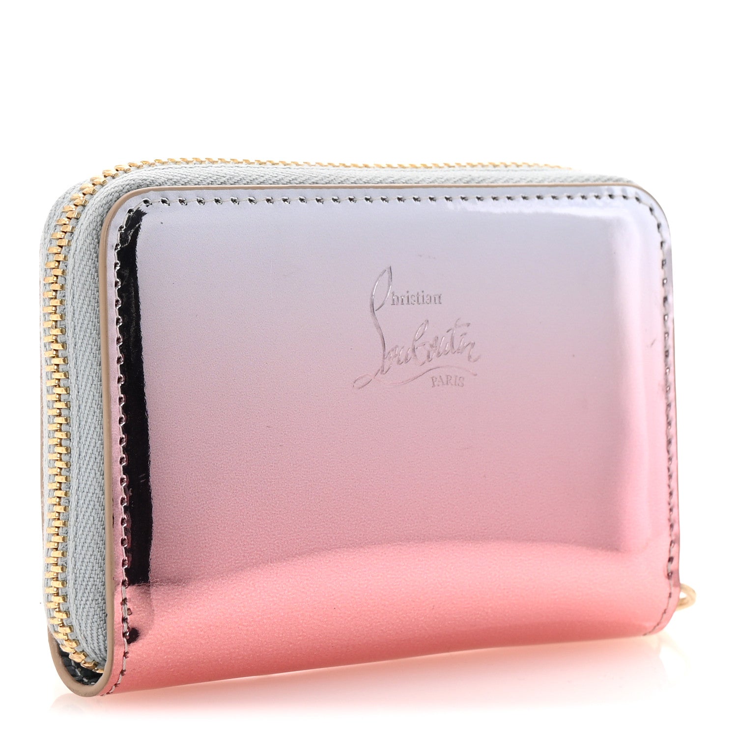 Christian Louboutin Mirror Degrade Spikes Loubinthesky Panettone Coin Purse Leche Gold 3 of 7