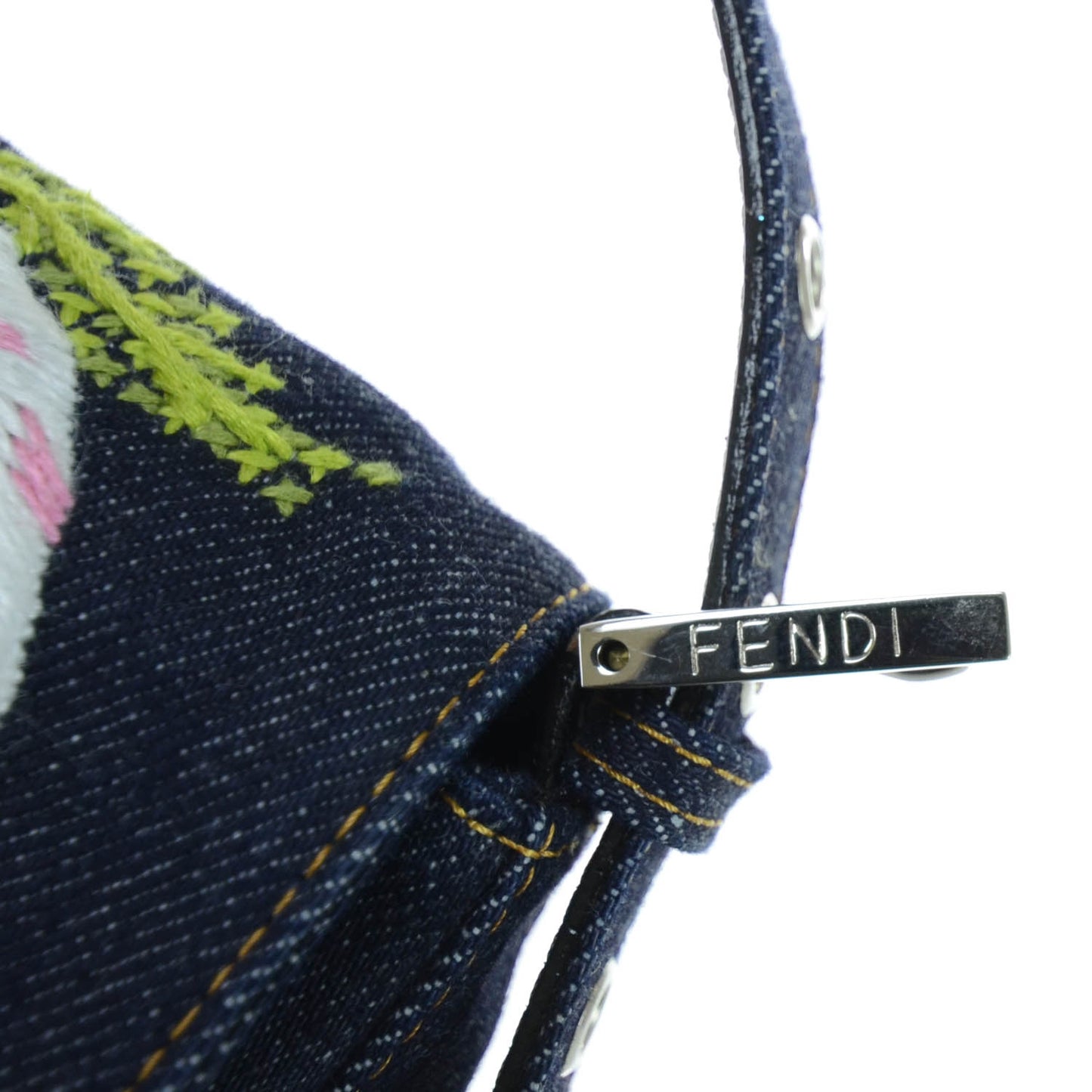 Denim Embroidered Baguette Multicolor