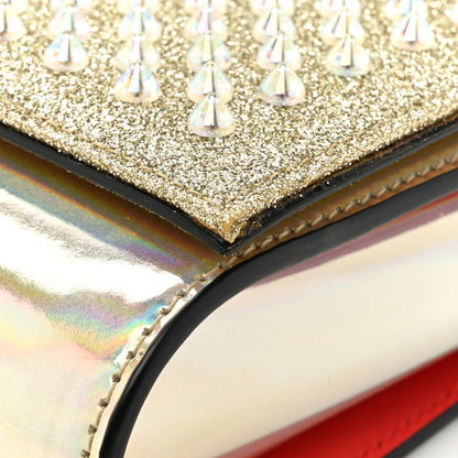 Christian Louboutin Glitter Metallic Patent Calfskin Psychic Spikes Paloma Clutch Gold 13 of 15
