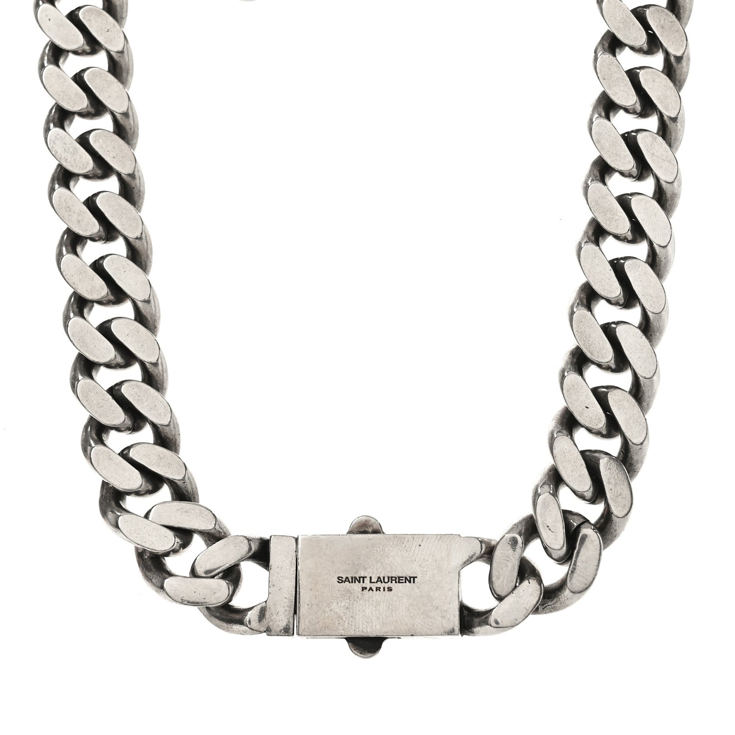 Metal Curb Chain Necklace Oxidized Silver