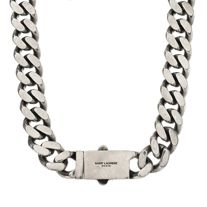 Saint Laurent Metal Curb Chain Necklace Oxidized Silver 1 of 4