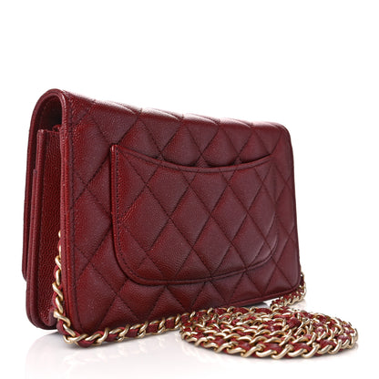 Chanel Caviar Quilted Wallet on Chain WOC Burgundy 2 of 10