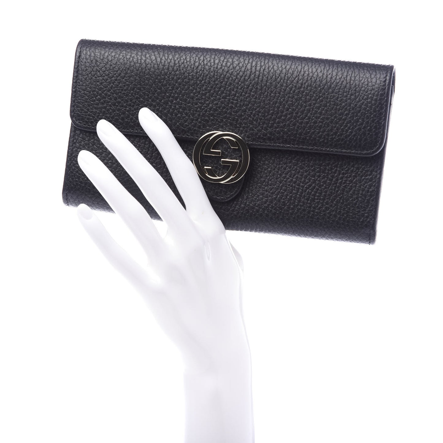 Dollar Calfskin Interlocking G Continental Wallet Black