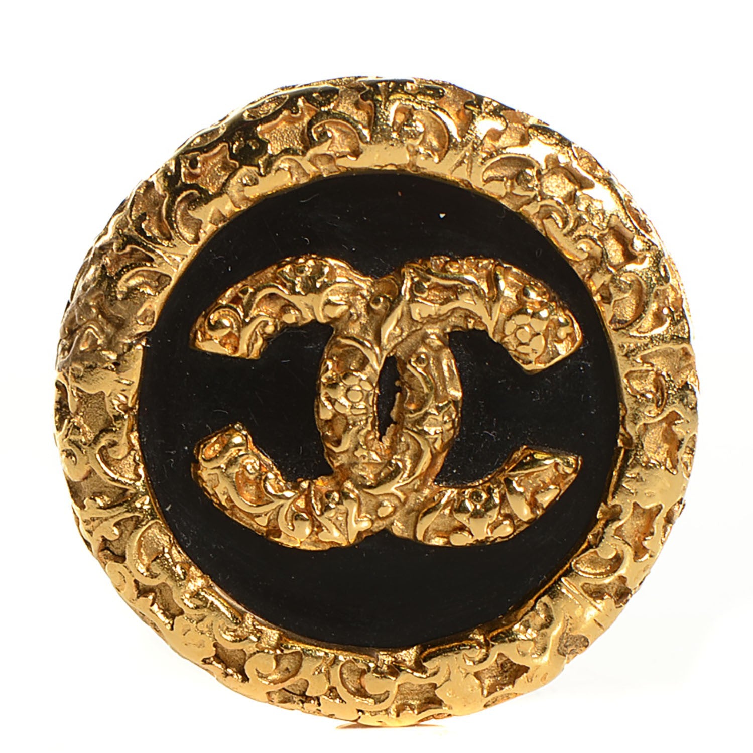 Chanel Enamel CC Baroque Brooch Black Gold 1 of 4