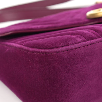 Gucci Velvet Matelasse Small GG Marmont Shoulder Bag Fuchsia Violet Cyclamen 9 of 17