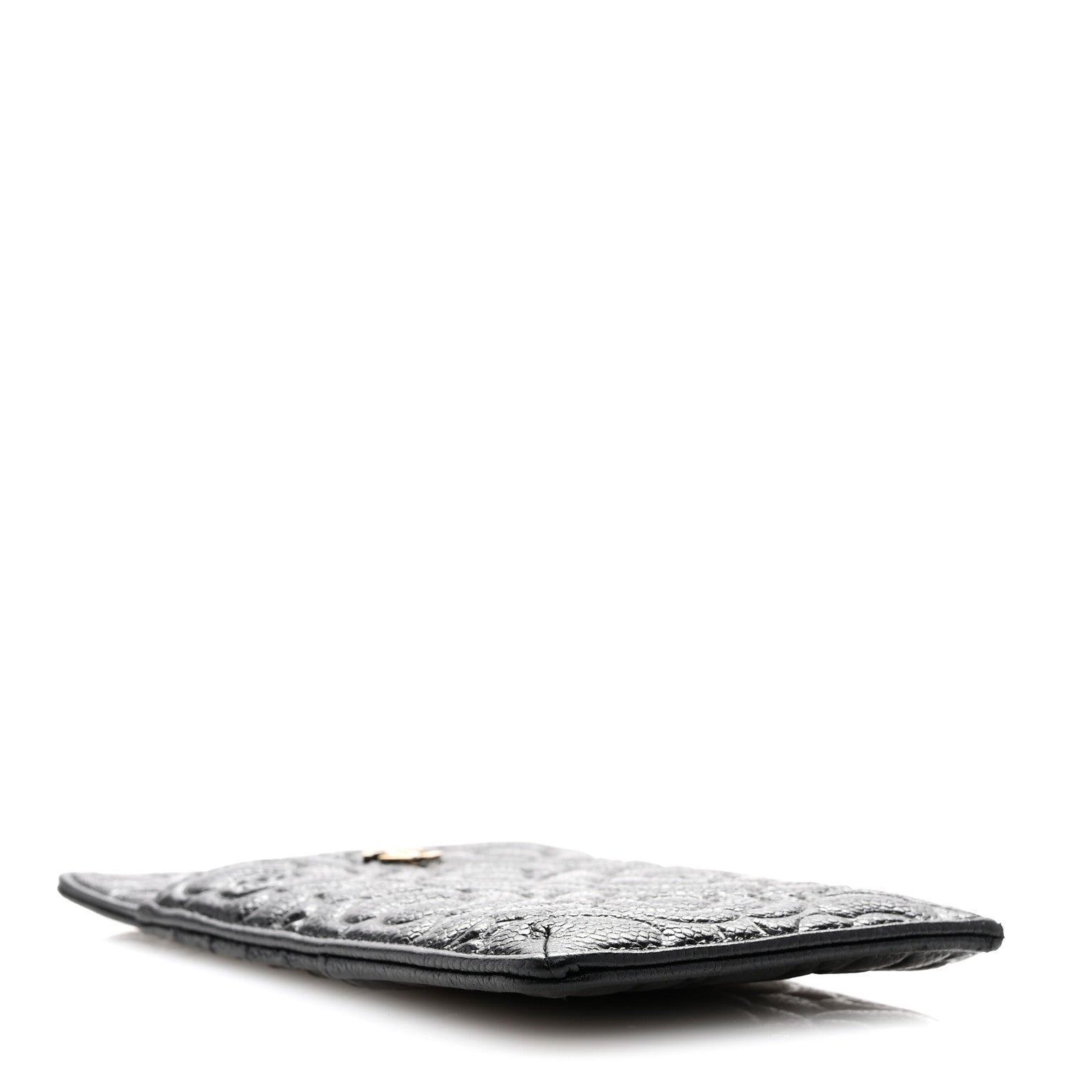 Chanel Caviar Camellia Embossed Classic Flat Wallet Pouch Black 4 of 8