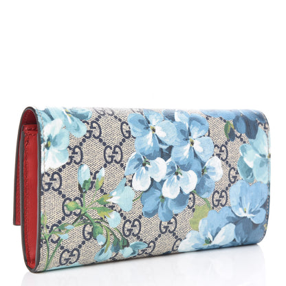 Gucci GG Supreme Monogram Blooms Continental Wallet Blue 3 of 8