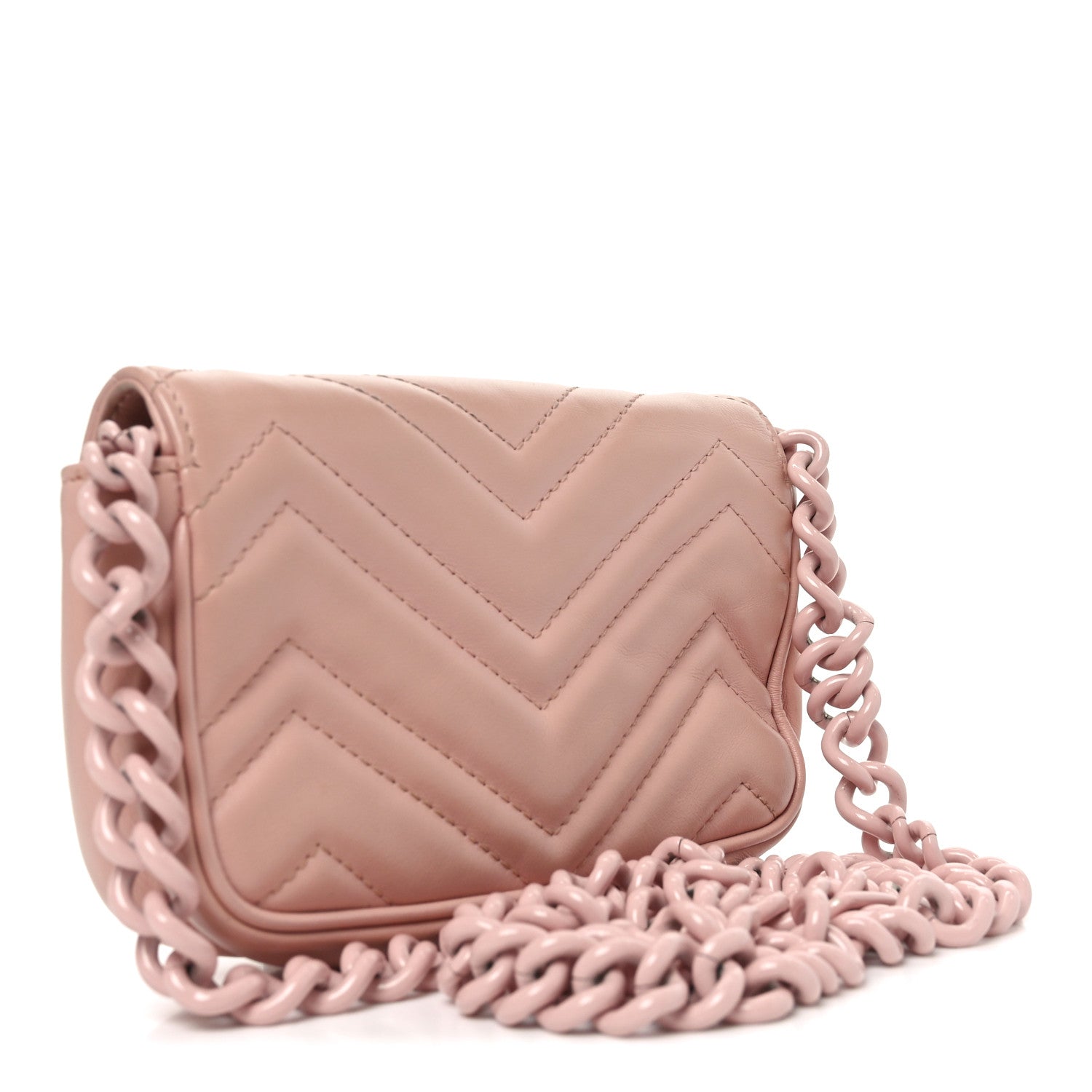 Gucci Calfskin Matelasse Monochrome GG Marmont Chain Belt Bag Perfect Pink 3 of 10