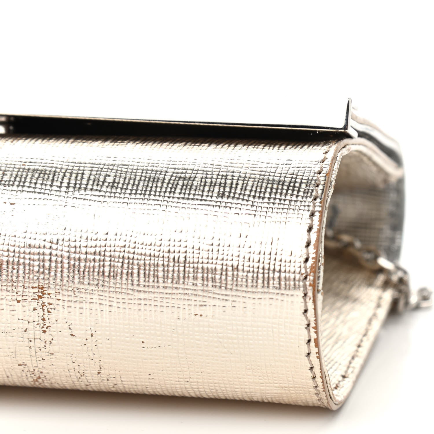 Fendi Vitello Mirror Elite Bi-Color Mini Rush Clutch Argento Champagne 10 of 13