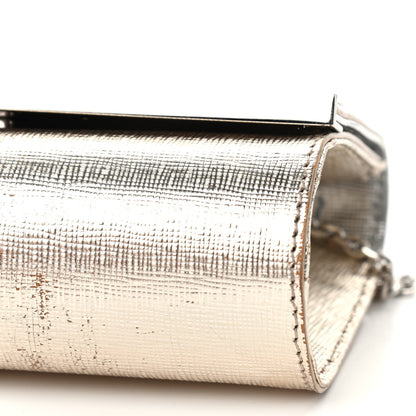 Fendi Vitello Mirror Elite Bi-Color Mini Rush Clutch Argento Champagne 10 of 13
