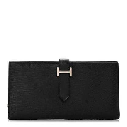 Hermes Chevre Mysore Bearn Gusset Wallet Black 1 of 11