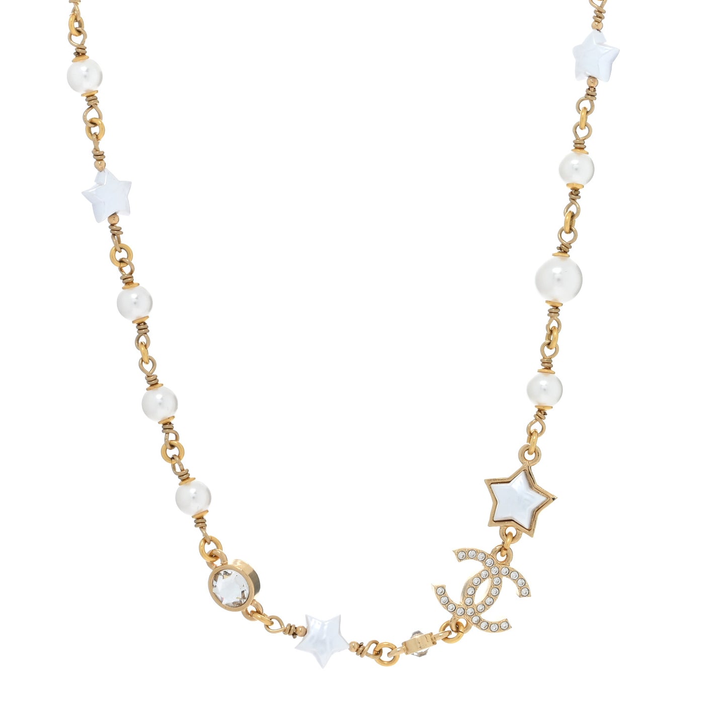 Metal Crystal Pearl CC Star Gold Pearly White