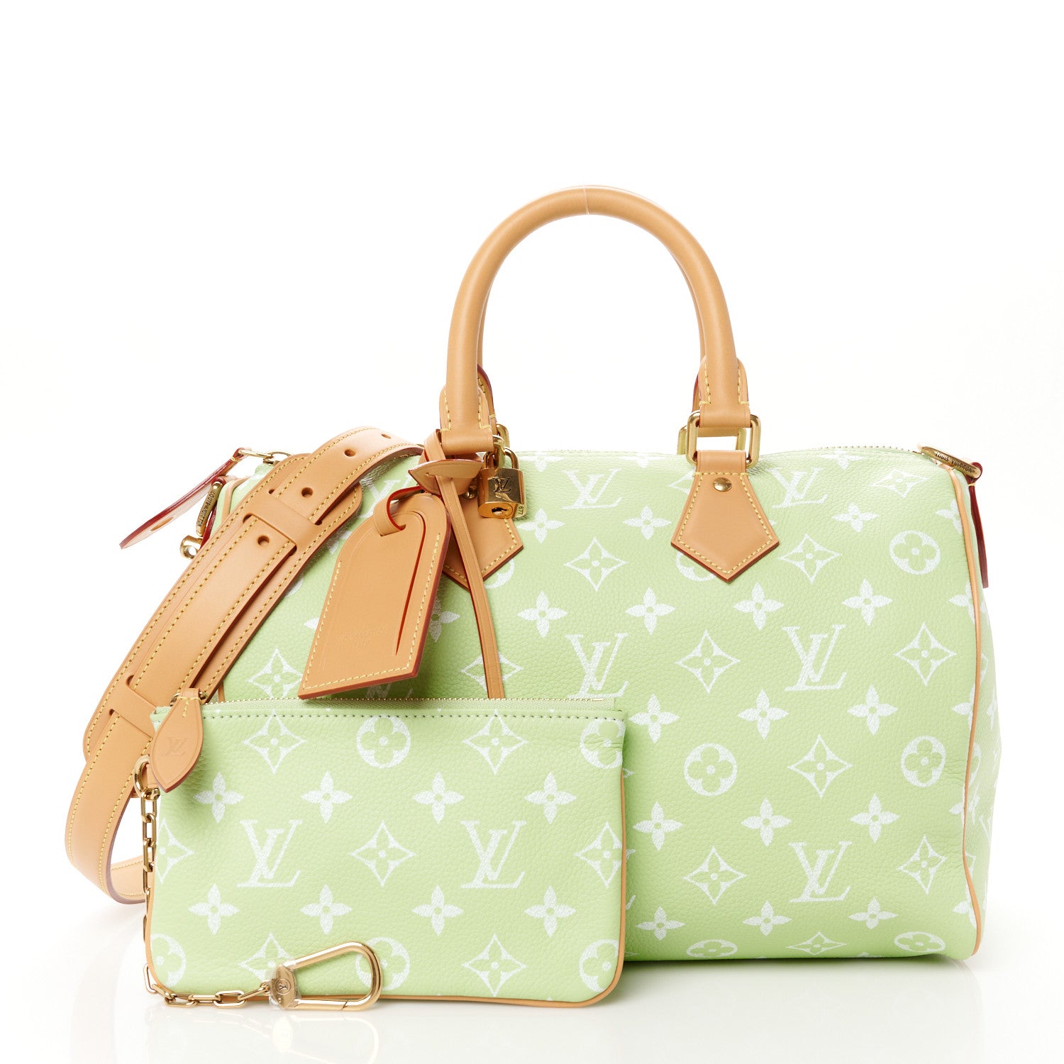 Louis Vuitton Calfskin Monogram Speedy P9 Bandouliere 30 Frozen Lime 3 of 14