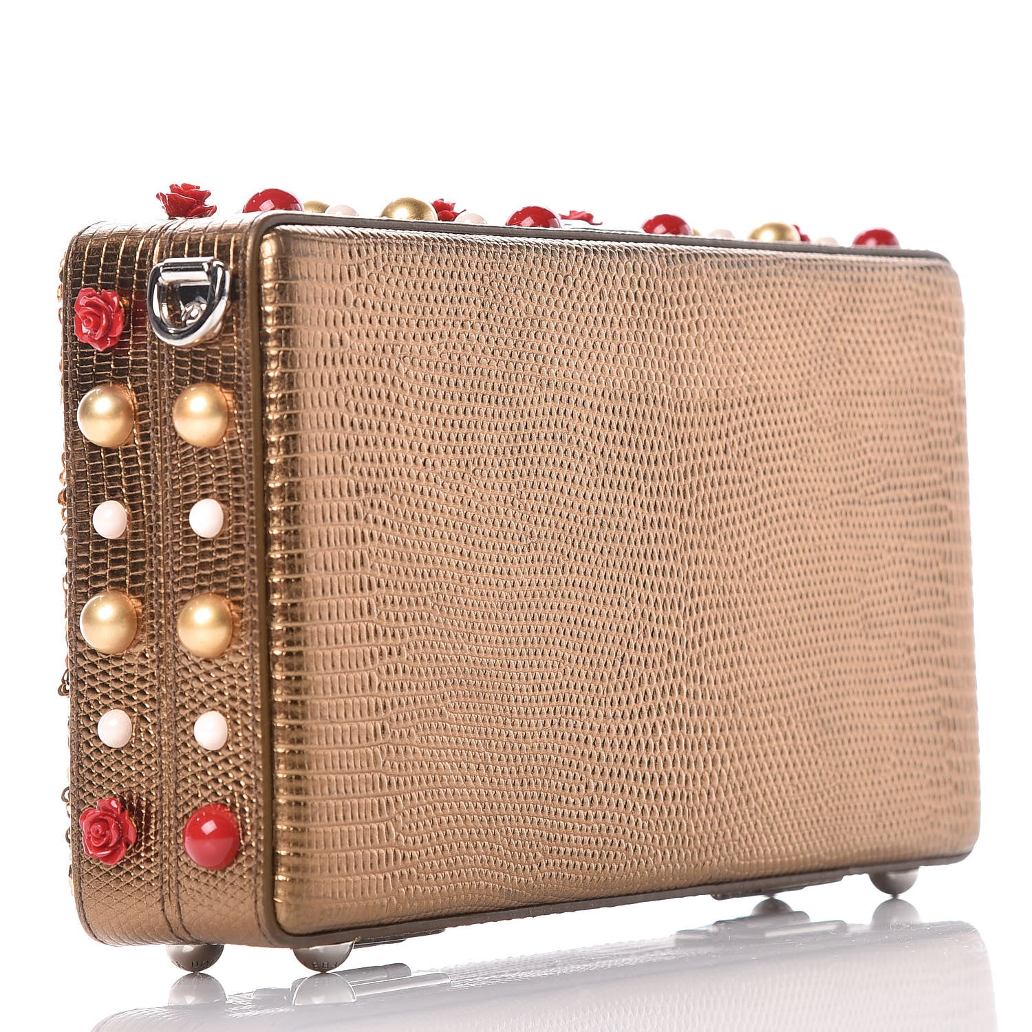 Dolce & Gabbana Sequin Floral Dolce Box Clutch Gold 3 of 7