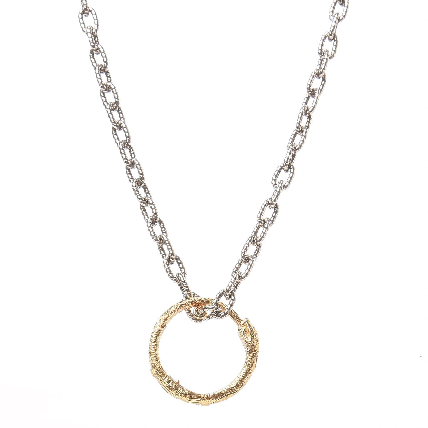 Gucci Sterling Silver 18K Yellow Gold Ouroboros Snake Ring Necklace 4 of 7