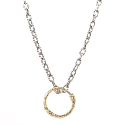 Gucci Sterling Silver 18K Yellow Gold Ouroboros Snake Ring Necklace 4 of 7