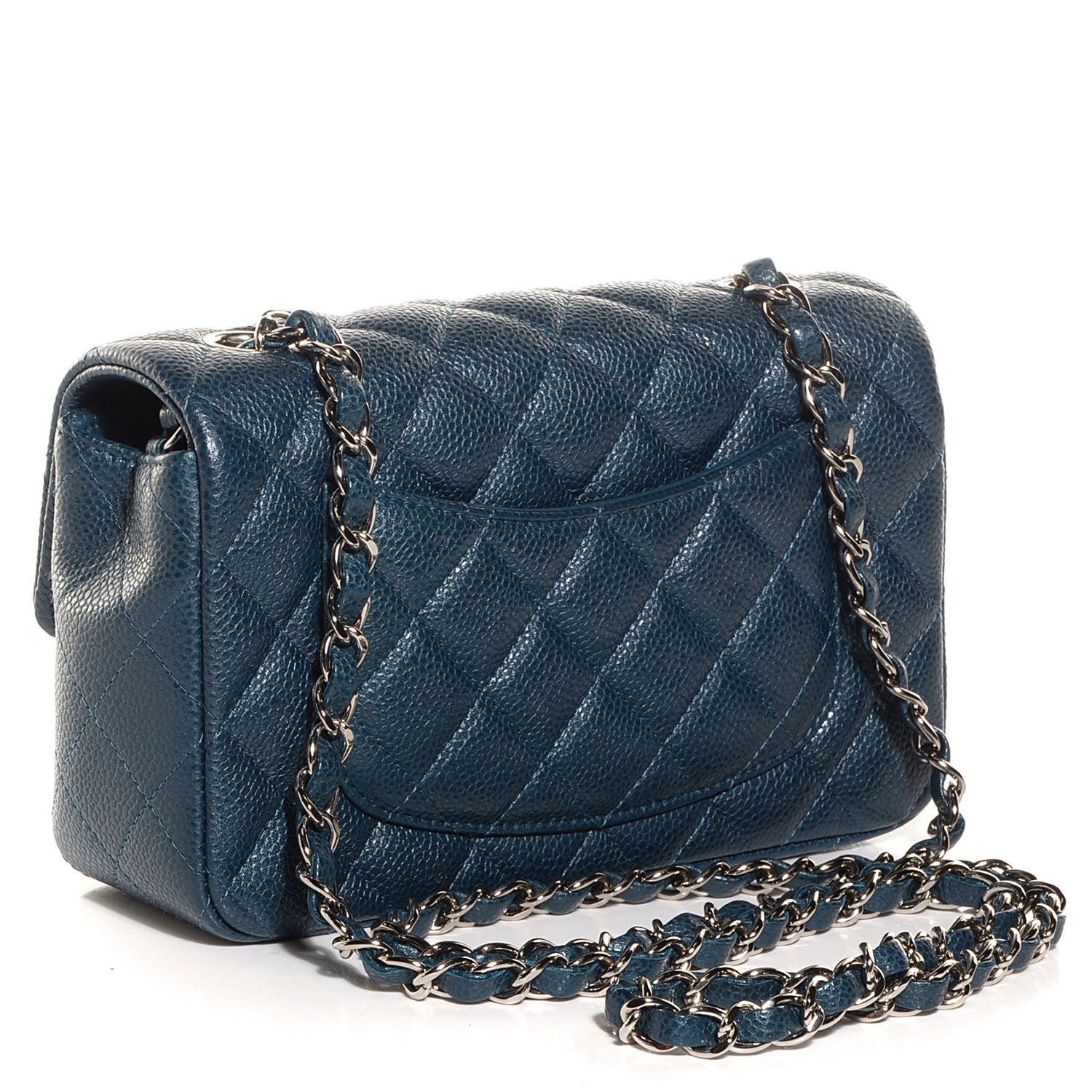 Chanel Pearly Caviar Quilted Mini Rectangular Flap Navy Blue 4 of 9