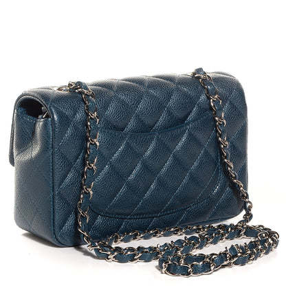 Chanel Pearly Caviar Quilted Mini Rectangular Flap Navy Blue 4 of 9