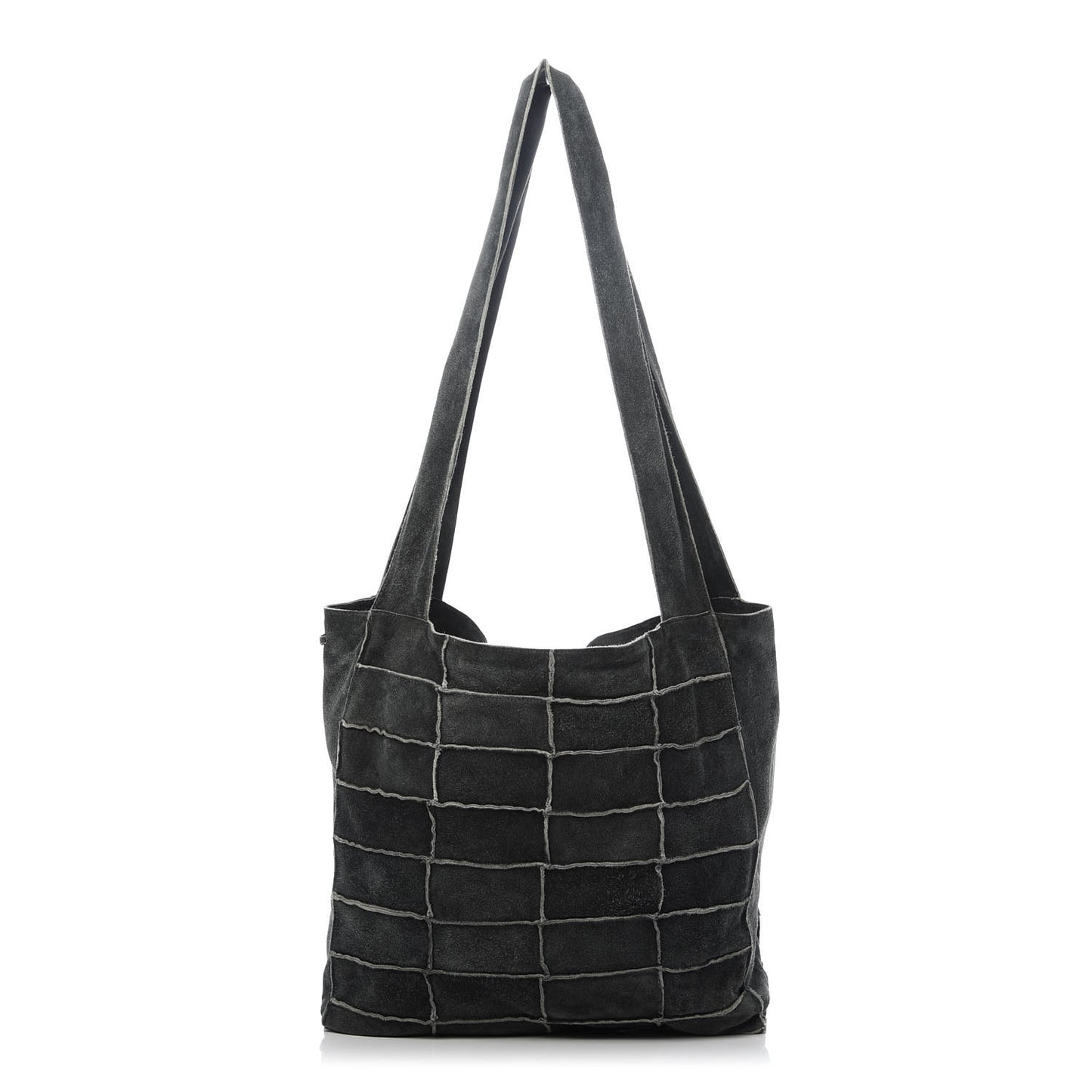Suede Patchwork Shoulder Bag Charcoal Grey