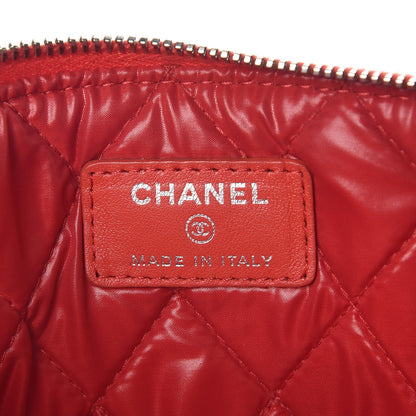 Chanel Patent Calfskin Quilted Valentine Hearts O Cosmetic Case Dark Pink 8 of 10