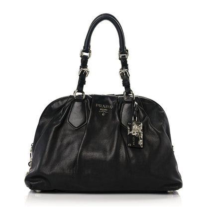 Prada Soft Calf Pleated Tote Black 1 of 14
