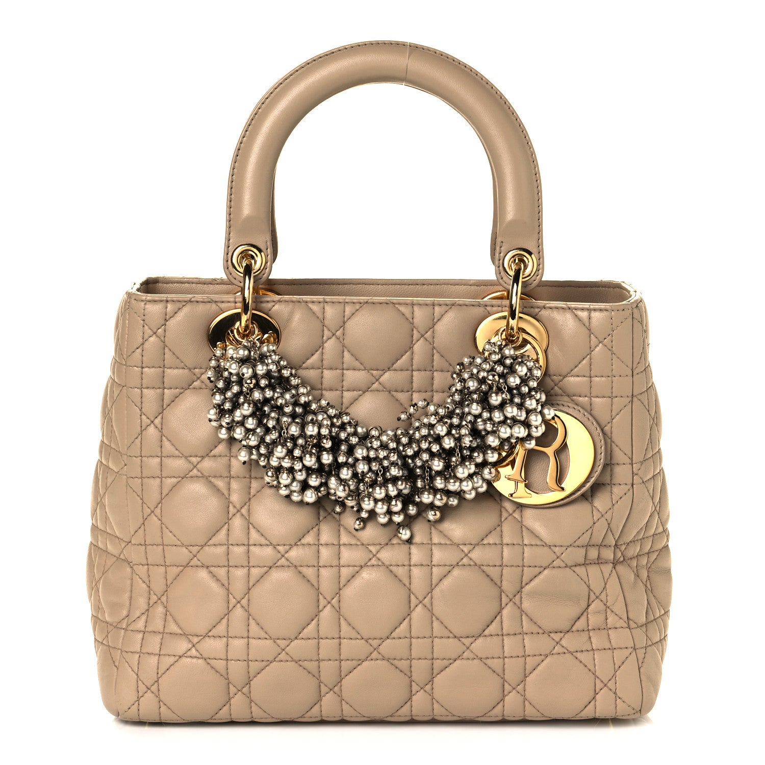 Christian Dior Lambskin Cannage Medium Pearl Lady Dior Beige 1 of 10