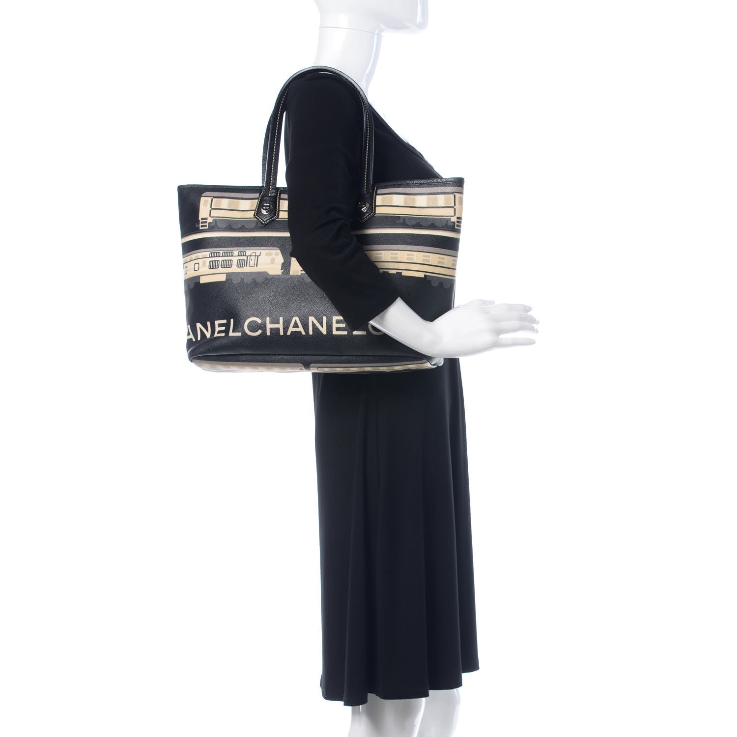 Chanel Coated Canvas Le Train Bag Black 2 of 10