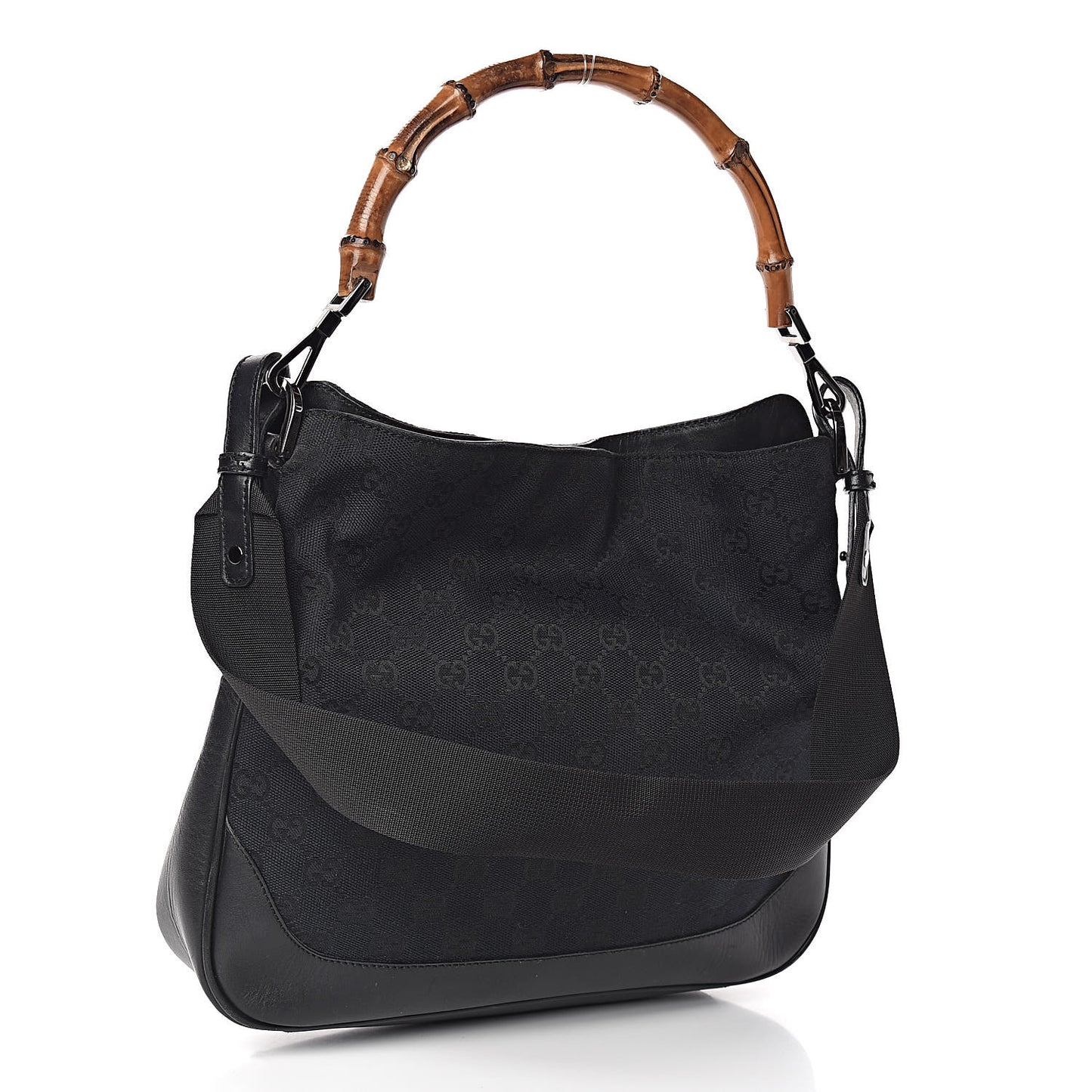Monogram Bamboo Top Handle Bag Black