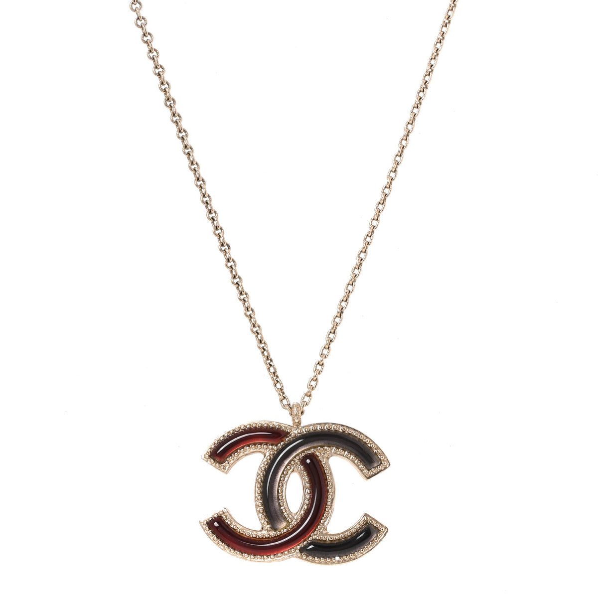 Resin CC Pendant Necklace Light Gold Red Purple