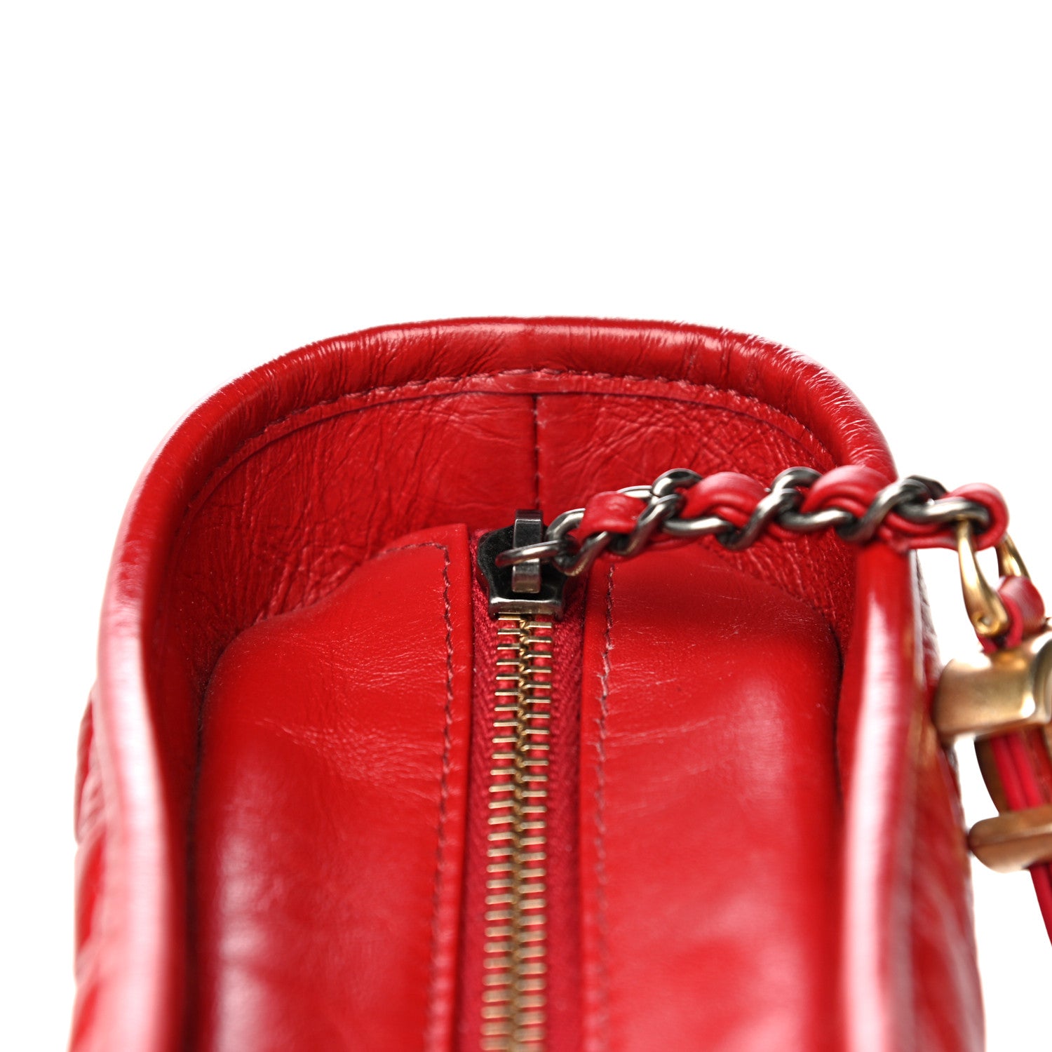 Chanel Aged Calfskin Chevron Quilted Medium Gabrielle Hobo Red 17 of 29