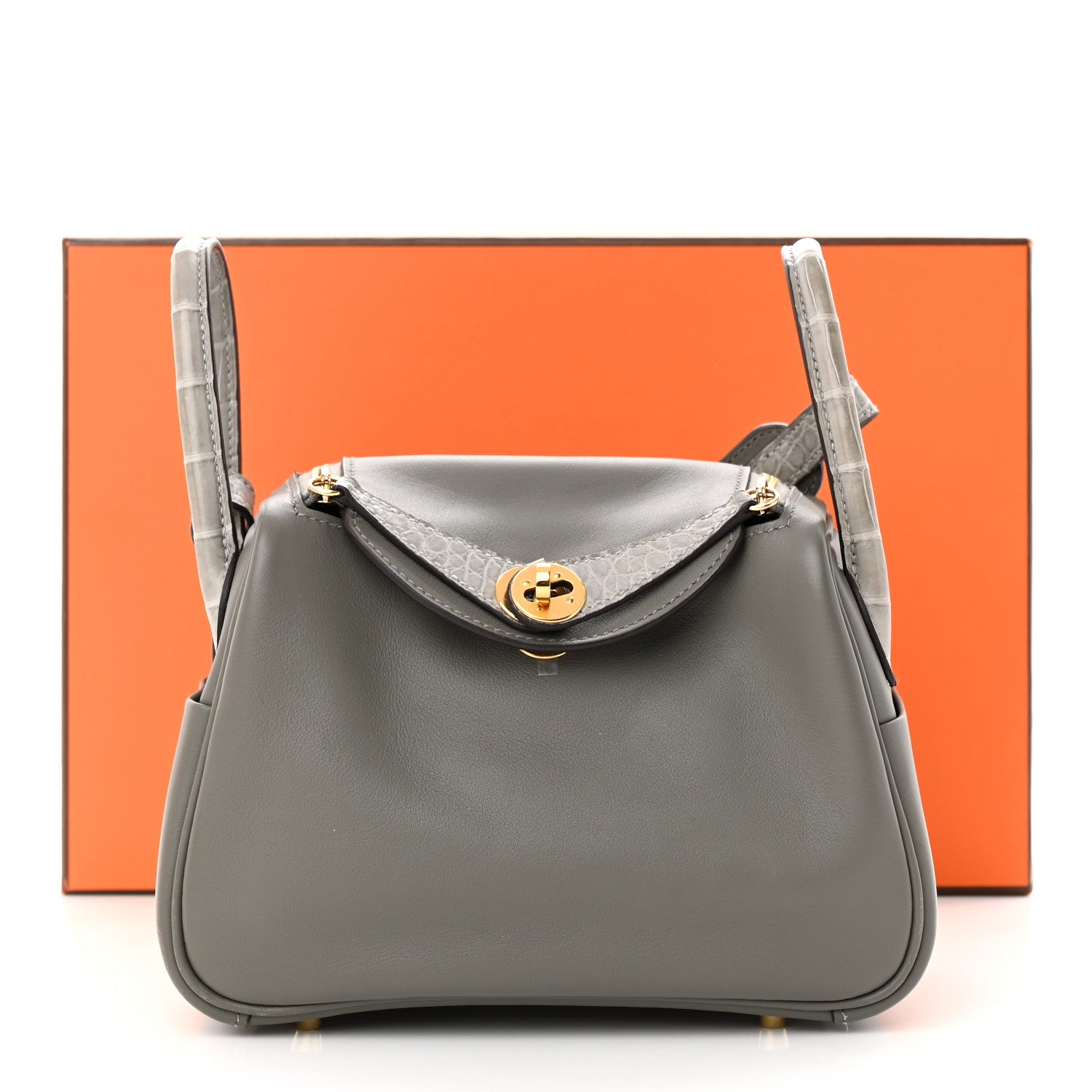 Hermes Swift Matte Alligator Mini Touch Lindy 20 Gris Meyer 12 of 12
