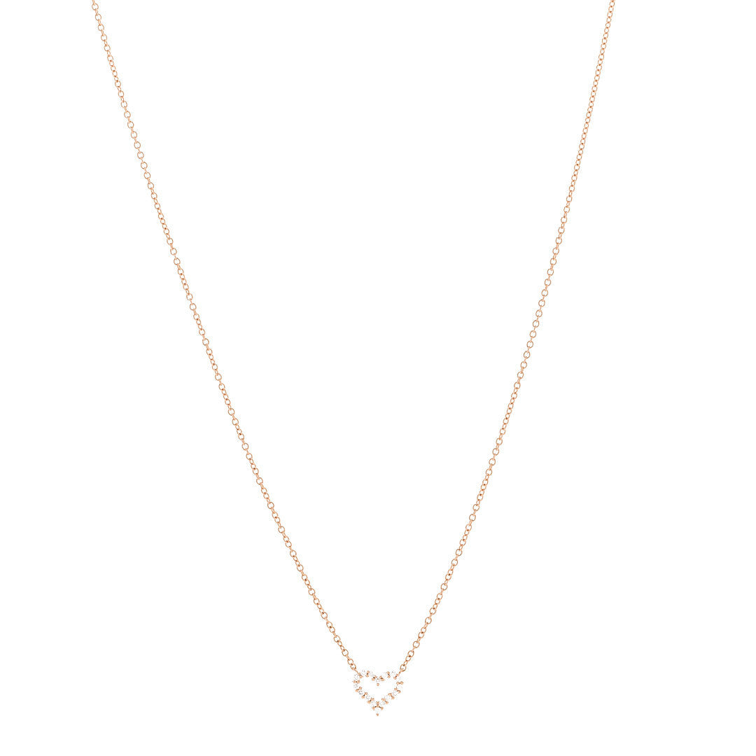 18K Rose Gold Diamond Extra Mini Heart Pendant Necklace