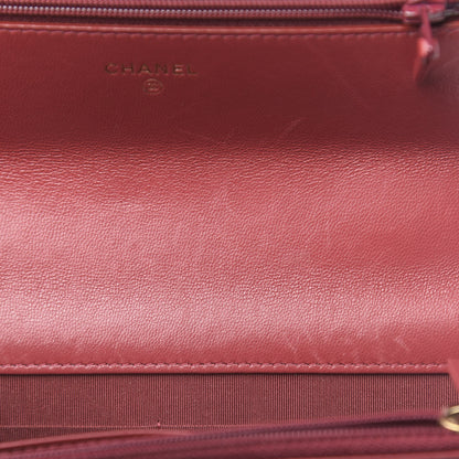 Chanel Goatskin Quilted 19 Wallet On Chain WOC Red 11 of 13