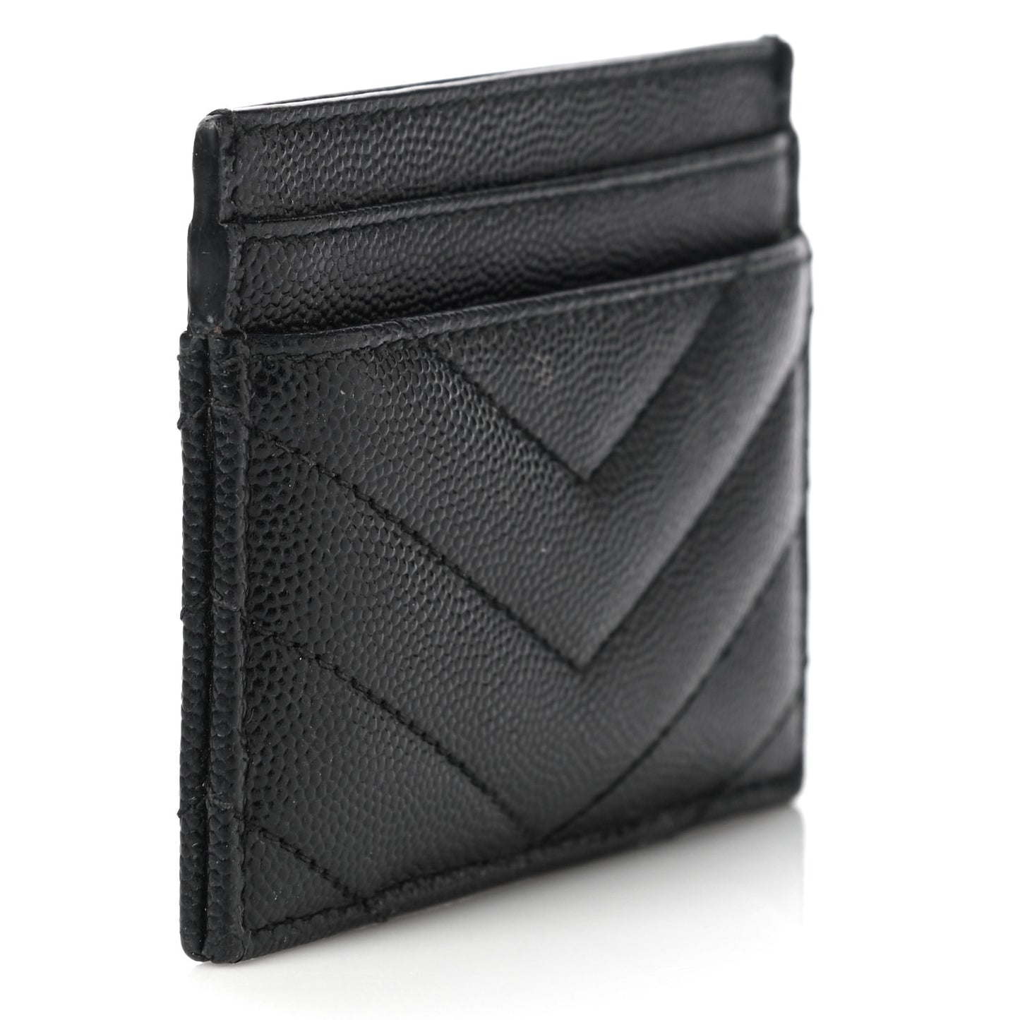 Grain De Poudre Matelasse Chevron Monogram Credit Card Case Black