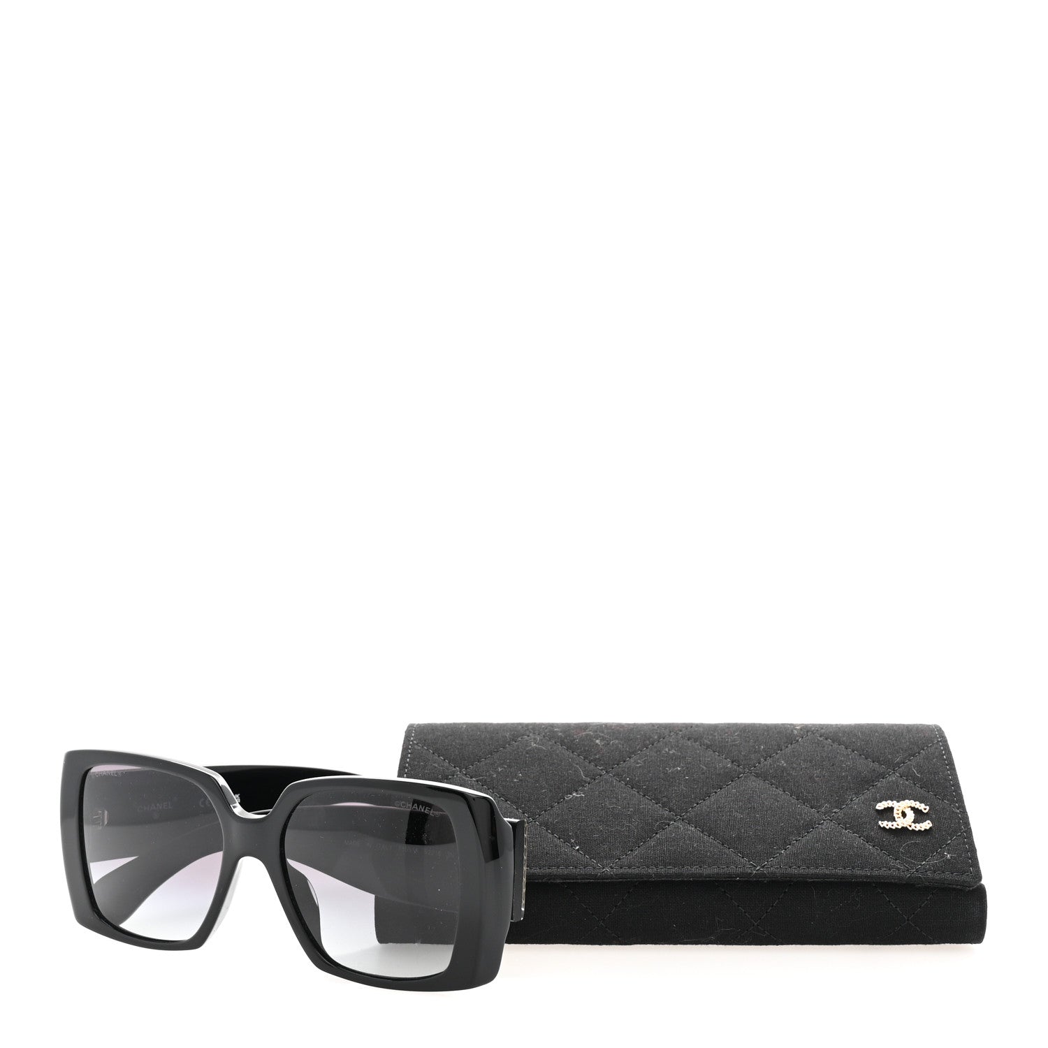 Chanel Acetate Rectangle Sunglasses 71551A Black Gold 1830862