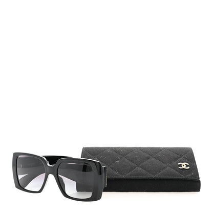 Chanel Acetate Rectangle Sunglasses 71551A Black Gold 7 of 7
