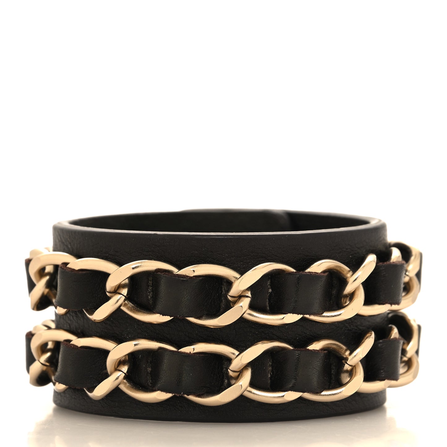 Lambskin CC Chain Turnlock Bracelet S Brown