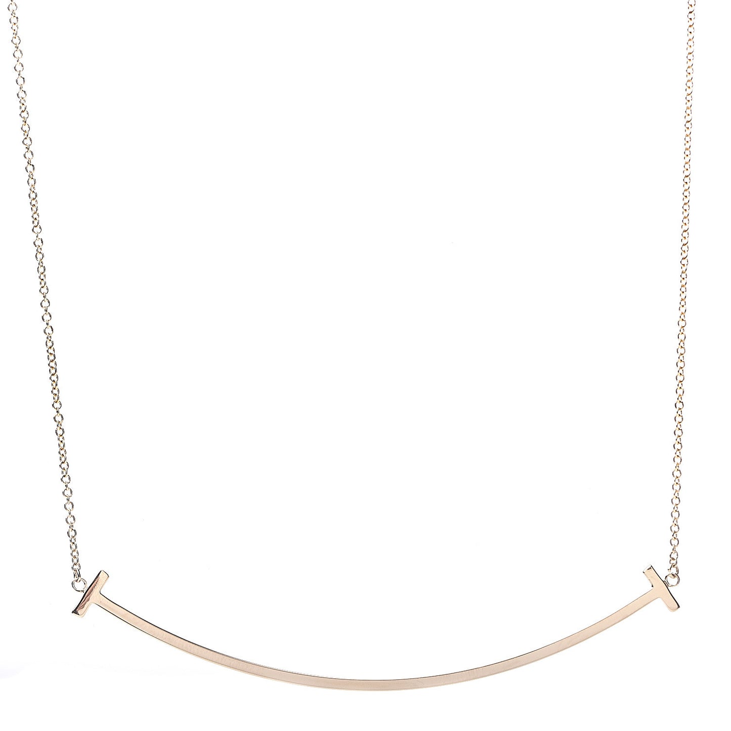 18K Yellow Gold Large T Smile Pendant Necklace
