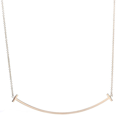 Tiffany 18K Yellow Gold Large T Smile Pendant Necklace 3 of 6
