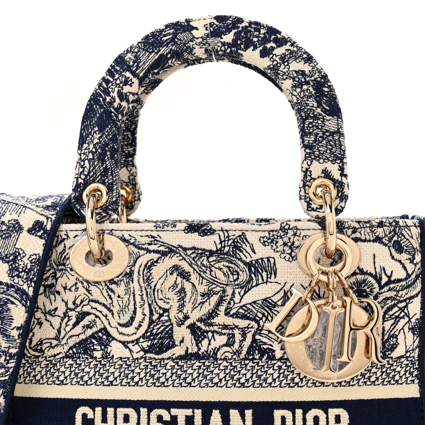 Toile de Jouy Embroidered Medium Lady D-Lite Navy