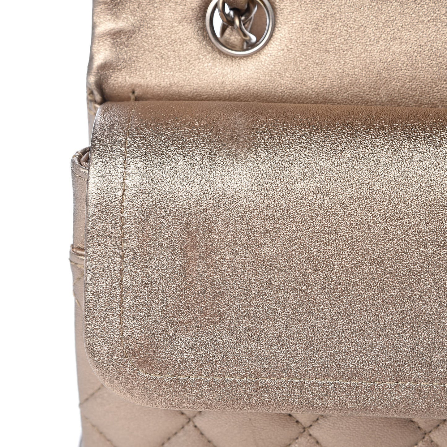 Metallic Lambskin Quilted Medium Double Flap Gold