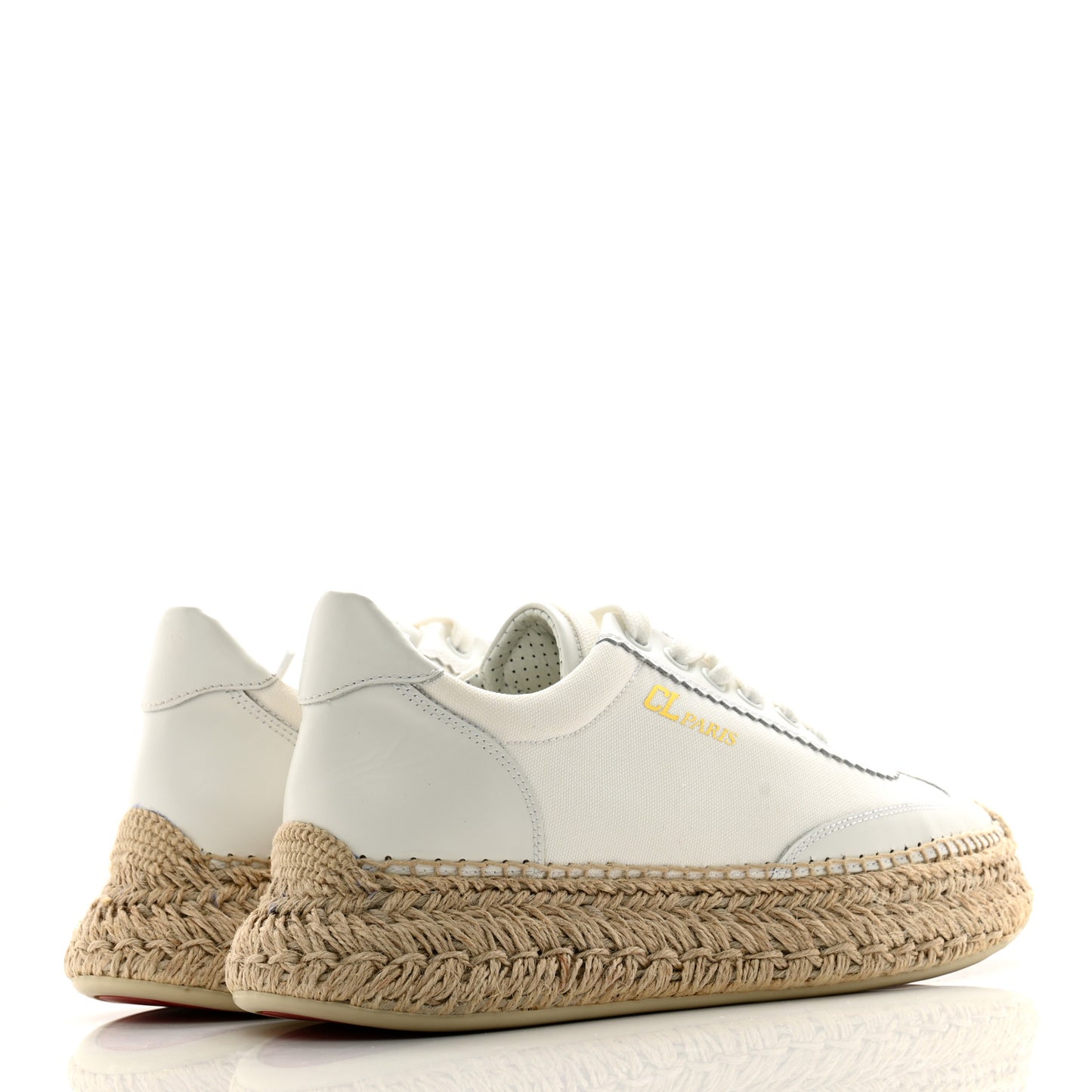 Toile Calfskin Espasneak Flat Sneaker 38 Ivory