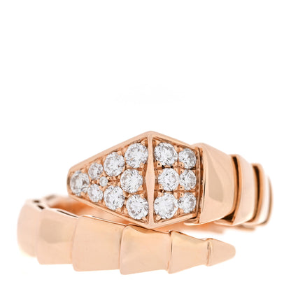 Bulgari 18K Rose Gold Diamond Serpenti Viper Ring L 1 of 5