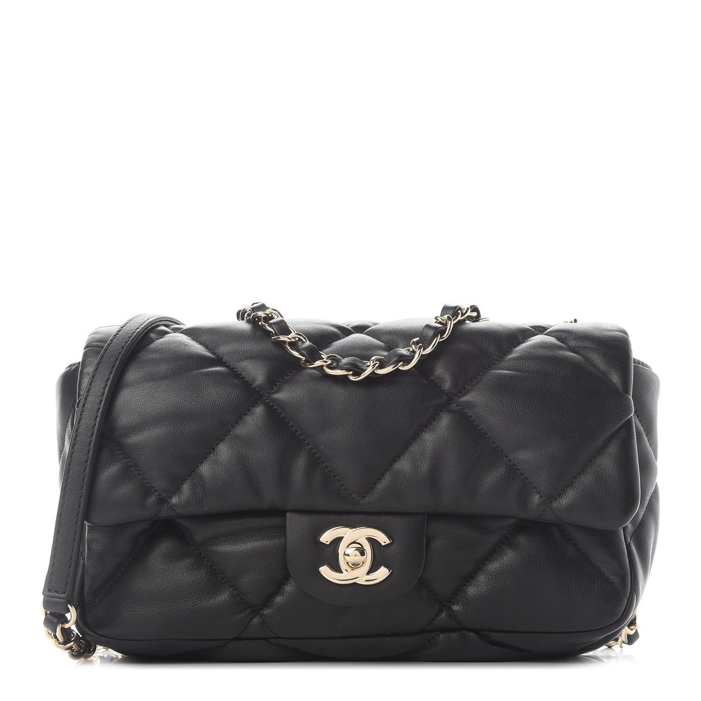 Calfskin Quilted Medium Bubbly Flap Black