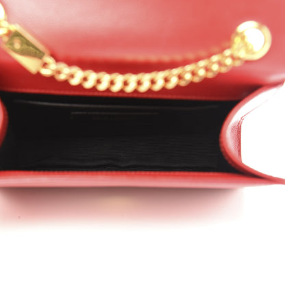 Saint Laurent Grain De Poudre Small Monogram Kate Satchel Red 5 of 12