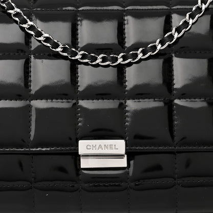 Chanel Patent Chocolate Bar Chain Clutch Black 8 of 11