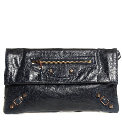 Balenciaga Agneau Giant 12 Gold Hardware Envelope Clutch Dark Night 1 of 9